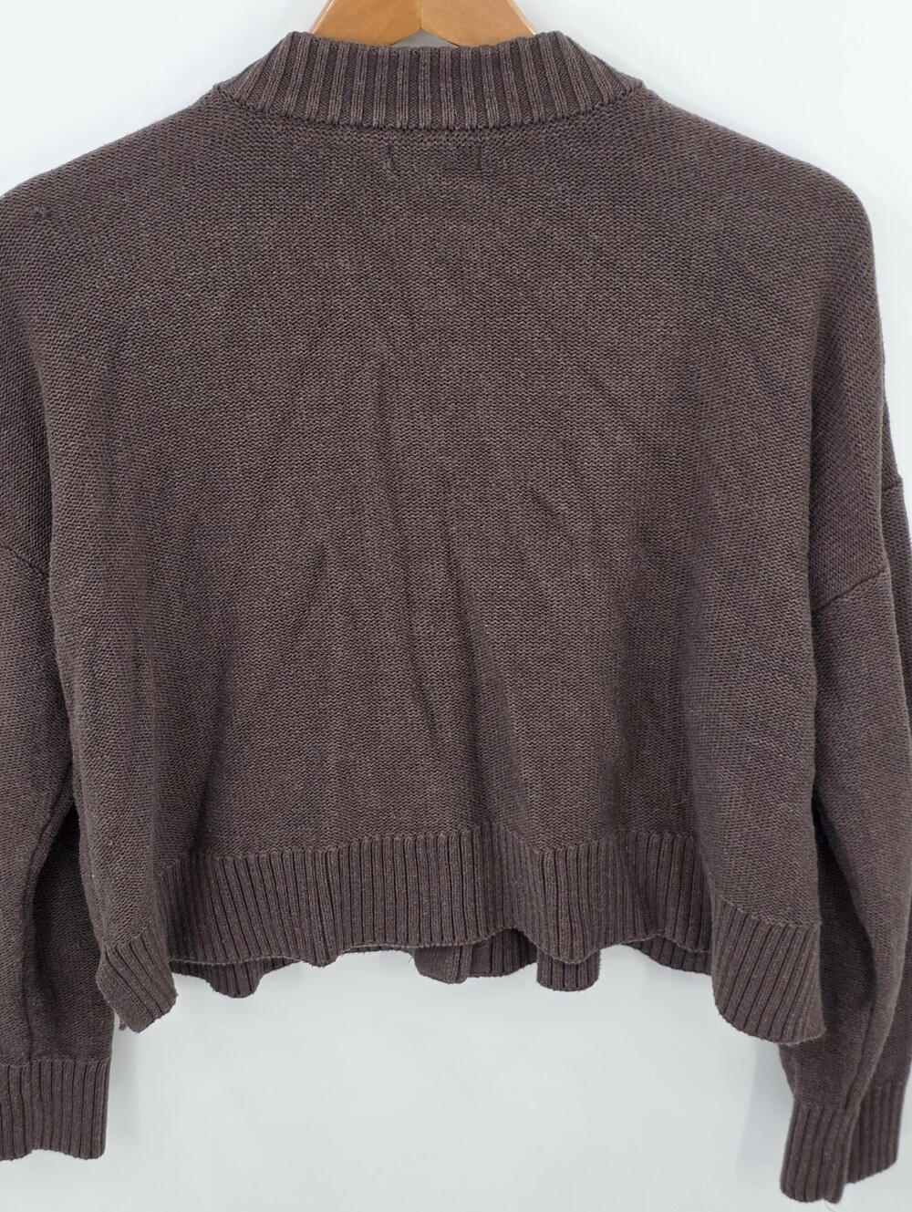Quince Organic Cotton Cropped Cardigan Sweater Women's Medium M Brown - Picture 3 of 7